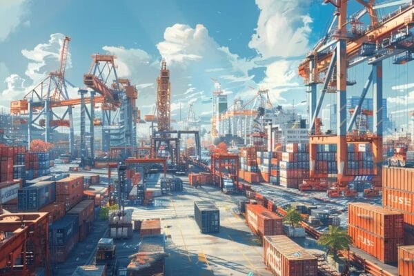 How Trump’s 50% Copper Tariffs Fracture the G7 and Push the EU Into Mercosur Arms (August 2025) International trade port with copper containers, illustrating the global impact of tariffs on trade dynamics