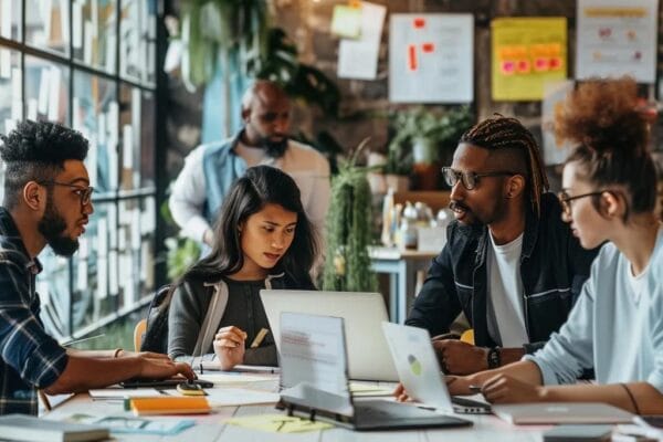 The Future of HR: Top 10 Skills Human Resources Professionals Need in 2025 Diverse HR professionals collaborating in a modern office, showcasing teamwork and innovation