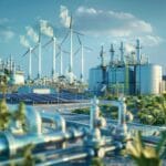 Green hydrogen production facility with electrolyzers and renewable energy sources